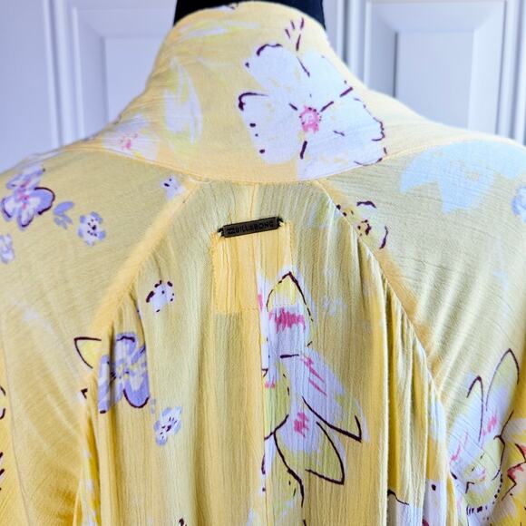 🦃 Billabong Desert Dreams Yellow Floral Summer Cardigan Boho Bohemian Beach M L - Picture 8 of 8